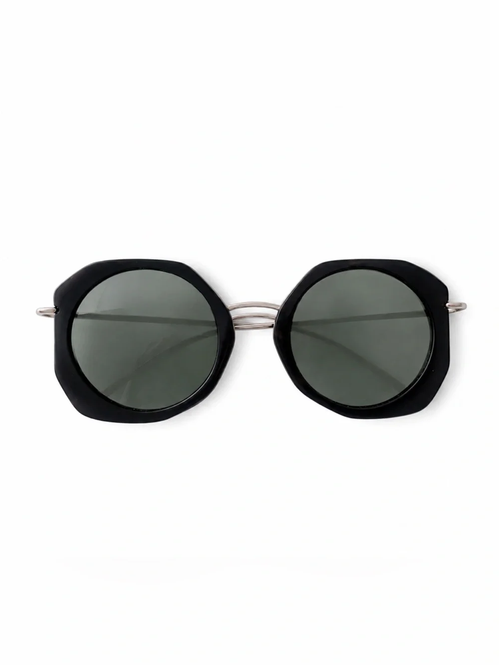 KREWE Donna Round Oversized Sunglasses • Black/Silver •Like New Designer
